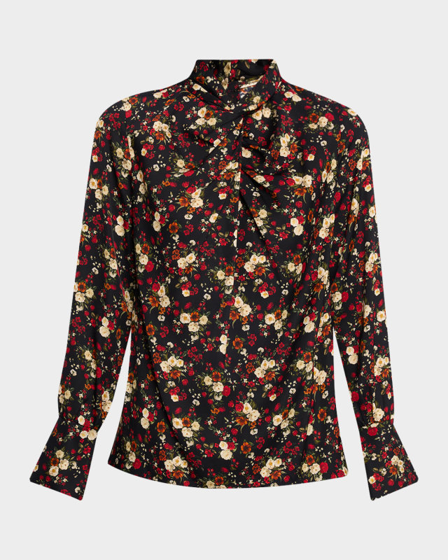 The Lola Floral Silk Draped blous